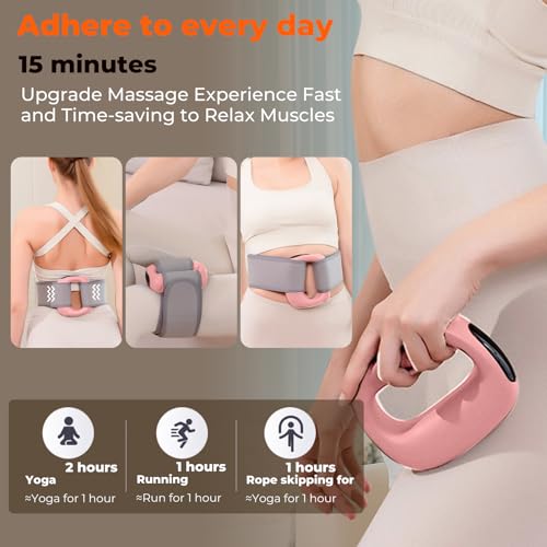 Deep Tissue Percussion Muscle Massage Gun: with Heat, Adjustable Intensity and Speed, Super Quiet, USB-C Rechargeable, Portable, Pain Relief for Athletes and Everyone, Ideal Gift（Pink） - color: Pink