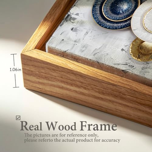 Wall Art Canvas Painting Blue and Yellow 20"x40" with Framed - color: 009-Metal, size: 40"L x 20"W