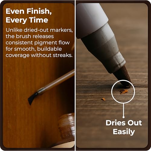 Dark Brown Wood Stain Repair Kit, Brush-On Touch-Up Stain Bottles, Provincial, Dark Walnut, Ebony, Red Mahogany, Interior and Exterior Wood, 4 fl oz Total by spot. - color: Dark Brown