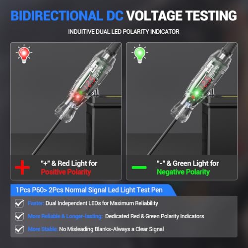 Automotive Test Light VDIAGTOOL P60 3-70V LED Digital Voltage Display, Circuit Tester with Voltmeter & Dual Polarity Indicator Light, Tester Electric, Bidirectional Voltage Tester w/Stainless Probe