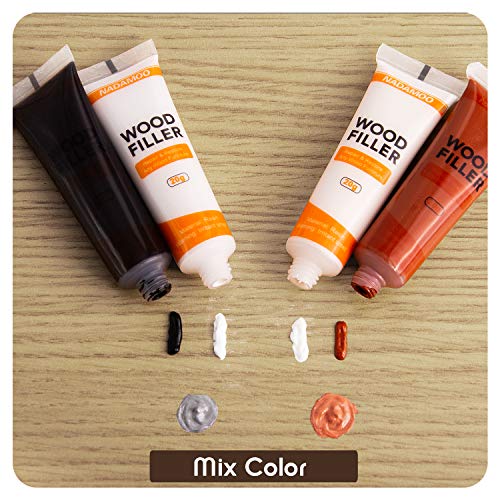 NADAMOO Wood Furniture Repair Kit Wood Filler Scratch Repair Furniture Touch Up Kit Cover Surface Scratch for Wooden Floor Table Door Cabinet Veneer, 12 Dark Color Kit Black White Gray Oak