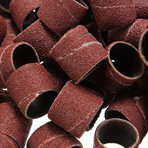 Yakamoz 132Pcs Aluminum Oxide Sanding Drums Kit, 80/120/180 Grit Sanding Sleeves with 3mm Shank Drum Mandrels, 1/4'' 3/8'' 1/2'' Drum Sander Bits Tool Accessories for Dremel Rotary Tools