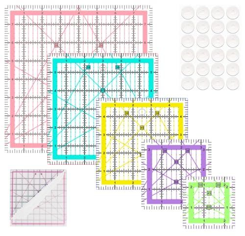 Quilting Rulers,5 Quilting Square Rulers(2.5",3.5", 5", 6", 8"),Quilting Rulers and Templates - color: Multicolored