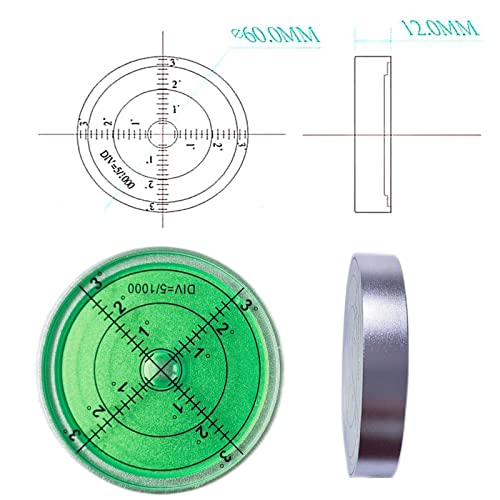 Circular Bubble Levels Aluminium 2.4 Inch 60mm High Precision - size: Circular 6012Ag