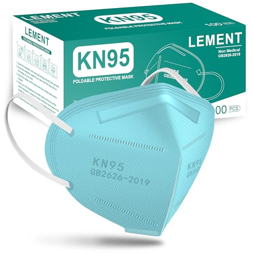 LEMENT KN95 Face Masks,100PCS 5-Ply Blue Breathable Cup Dust Mask For Adult - color: Adult-100 Pack-blue