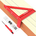 200mm 3D Multi-Angle Measuring Square Ruler, WT103D High Precision Hole Scribing Woodworking Tools, 0-90° Aluminum Alloy Carpenter Square Wood Working Tools, Carpenter Pencils 6 Refills. - color: 200mm Square+Pencil, style: Metric