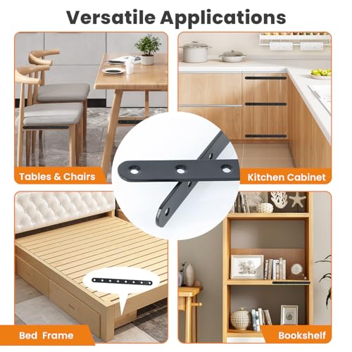 Alise Flat Bracket ,10 Inch Black Mending Plate Flat Brace for Wood Shelves - color: Black, size: 10 Inch