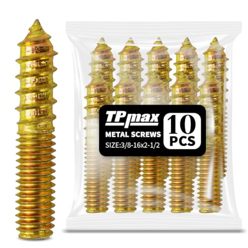 TPmax 10 Pack 3/8-16 x 2-1/2 Inch Hanger Bolts Double Headed Bolts Self-Tapping Screw Hanger Bolts for Furniture (3/8-16" x 2-1/2") - size: 3/8-16" x 2-1/2"