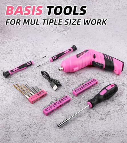 Tool Set for Women, Lady's Power Screwdriver Cordless 126-Piece - style: 126 Piece Pink