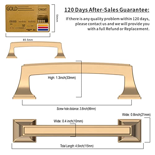 Amerdeco 10 Pack Brushed Gold Cabinet Pulls 3-3/4 Inch Hole Center Cabinet Hardware Solid Kitchen Cabinet Handles for Bathroom Drawer Pulls Dresser Pulls ZH0001 | Cabient Hardware Kitchen Cabinet Handles for Bathroom Drawer Pulls Dresser Pulls ZH0001 - co