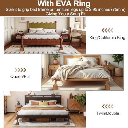Wooden Bed Risers 5 Inch Heavy Duty, Support 2500 lbs, Brown - color: Retro Brown, size: 5"H(Inner 4"H)