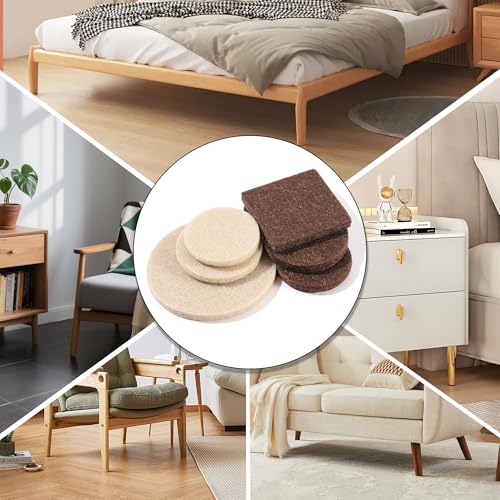 168 PCS Felt Furniture Pads - Self Adhesive Floor Protectors for Hardwood Floors, Anti Scratch Chair Leg Feet Pads, Furniture Sliders for Home Furniture Protection