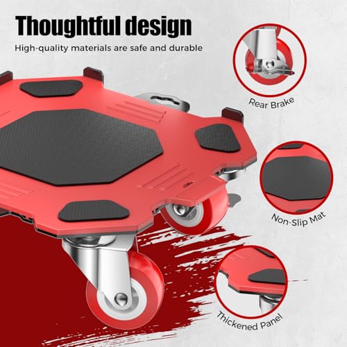 Kavlium Heavy Duty Furniture Dolly,5-Wheel Furniture Movers,6 Inch - color: Red, size: 6in