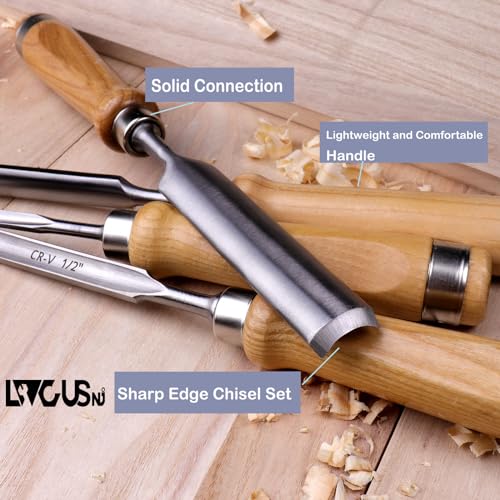 4-Pieces Woodworking Wood Chisel Set,CR-V Steel Sharp Curved Edge Gouge Firm Wood Handle Carpentry Gouge Tools 6mm(1/4")/12mm(1/2")/18mm(3/4")/25mm(1") - size: 4Pcs-4Sizes