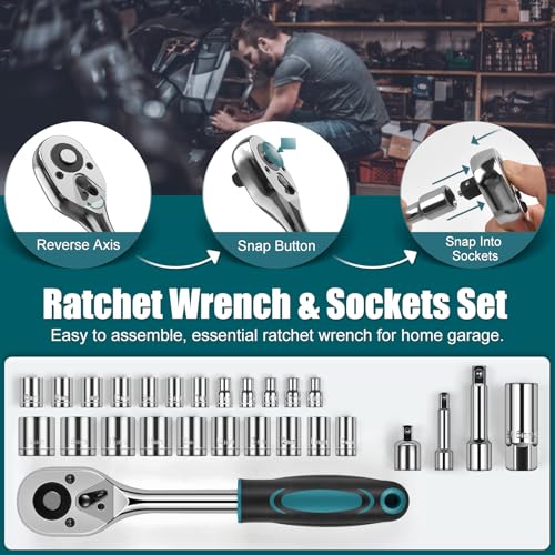Sundpey 257 Pcs Portable General Basic Hand Tool Kit Set for Home with Case | with Mechanic Tool Set & Wrench Kit & Precision Screwdriver Set, for Men Women, for Household Car House Garage Apartment Dorm - style: 257-PCs