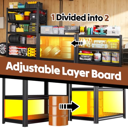 71''H Storage Shelves, Garage Shelving,Adjustable Heavy Duty Shelving Unit,5T Tall Garage Shelves，Metal Standing Shelf Units,Utility Rack For Kitchen Warehouse Industrial Basement 71*35*16 - size: 71''H*35''W*16''D