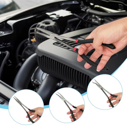 4 Pack 11" Precision Long Nose Pliers Set with Portable Bag, Insulated Grip - size: 4pcs With Bag