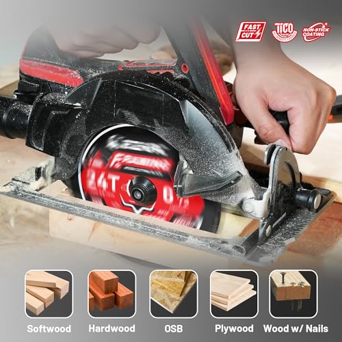 EZARC 6 1/2 Circular Saw Blades, 24T for Wood and Nails, 2-Pack - size: 6-1/2'', style: 24T