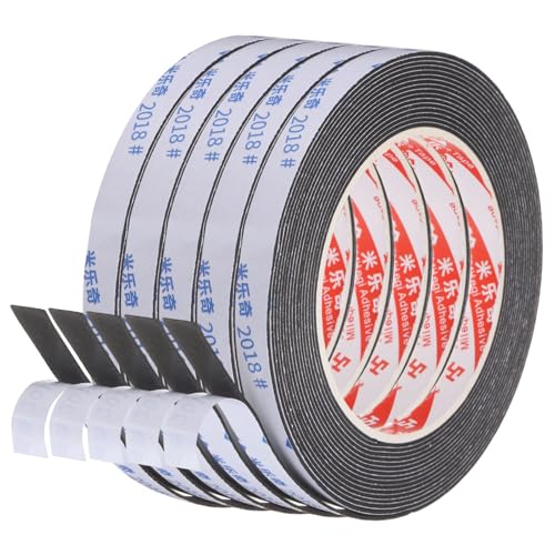 PATIKIL 5Roll Sponge Rubber Foam Tape, 3/8" W x 5/64" t x 16.4ft l Self-Adhesive Foam Insulation Tape Weather Stripping for Window Door Soundproofing Weatherstrip AC Seal Strip, Black - size: 3/8" x 5/64" x 16.4ft