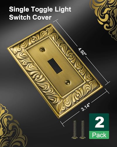 2-Pack Paisley Pattern Single Toggle Light Switch Cover Plate, Metal Plate - style: 1 Toggle 2PK