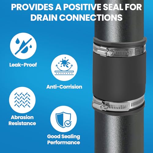 2 Pcs 2 IN Flexible PVC Pipe Coupling with Stainless Steel Clamps Fit 2 IN Nominal Pipes, Couplers for Plastic and Copper Pipe Plumbing Connections, Drain Repair, Dust Hose - size: 2 in