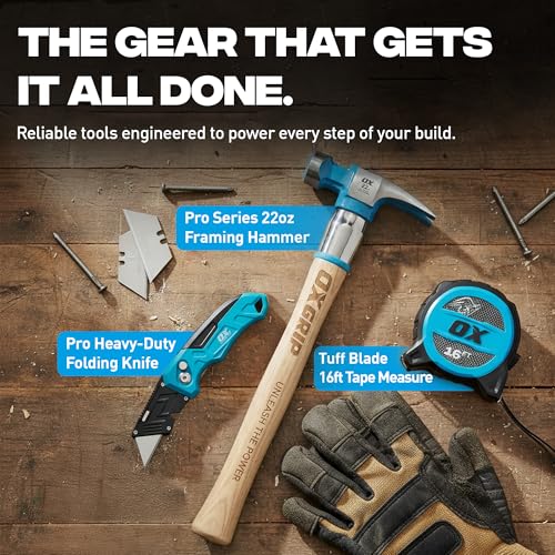 OX Pro Framing Hammer 22 oz Milled Face with Curved Hickory Wood Handle Hammer with Steel Overstrike Protection - Martillos De Carpintero - style: 22-oz Hammer + Steel Shaft