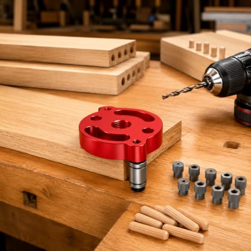 Self Centering Doweling Jig – Handheld Drill Guide for Woodworking, Straight Hole Locator & Dowel Hole Puncher, Fits 2/3/4/5/6/7/8/9/10mm Drill Bits
