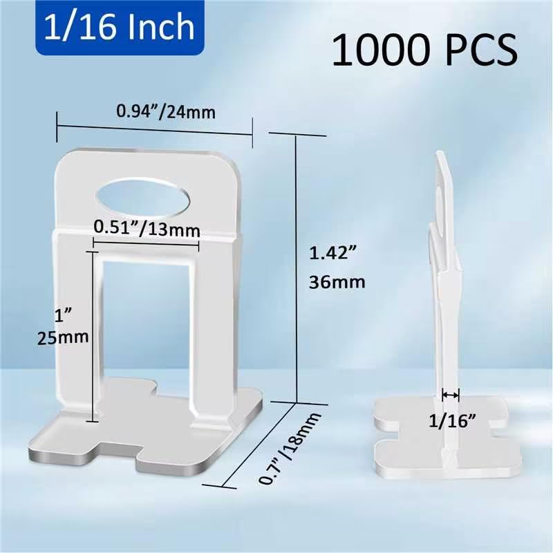 DGSL Tile Spacers 1000 Pcs Tile Clips, Tile Leveling System Clips 1/16 Inch - size: 1/16 Inch*1000 Piece