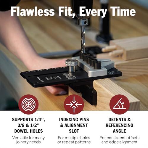 JessEm 08350MK Dowel Jig Master Kit, 1/4 3/8 1/2 Doweling Jig Woodworking