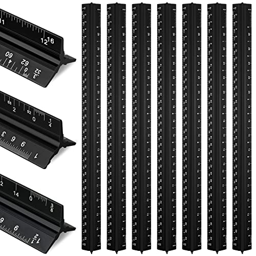 Macarrie 10 Pcs Architectural Scale Ruler 12" Engineers Scale Set, Black - color: Black