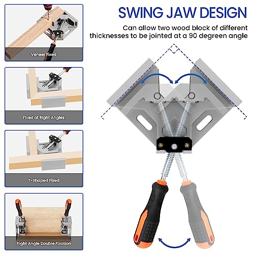 Corner Clamp for Woodworking 4PCS 90 Degree Right Angle Clamp - color: Grey