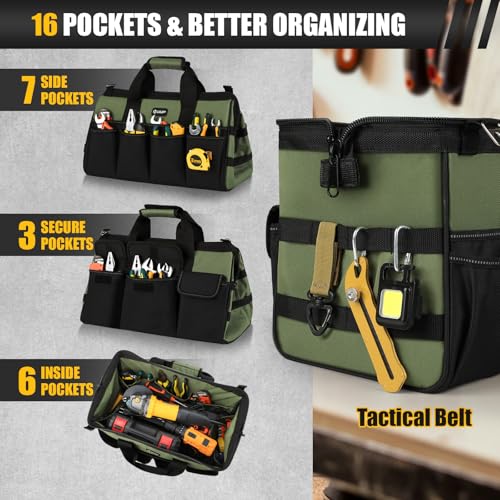 UUP 18" Large Tool Bag, Heavy Duty Spacious Carry Tool Box Organizer, Green - color: Green, size: 18 Inch