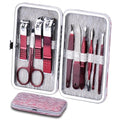 HANTEKAS Manicure Set 10 in 1 Stainless Steel, Nail Clippers Scissors Pedicure Tools Kit - Portable Travel Grooming Kit for Men and Women with Leather Case (Rose Red) - color: Rose Red