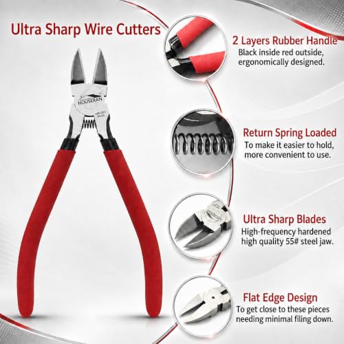 Wire Cutters 10 PACK, 6 inch, Side Cutters, Flush Cut Pliers - color: Red