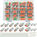 205 PCS Deutsch Connector Kit, DT 2 3 4 6 8 12 Pin Connectors, IP67 Waterproof Electrical Connectors Plug with 70 Pairs Size 16 Solid Contacts for Car Truck Boat, 205 PCS(Solid Contacts) - size: DT Series 205 PCS