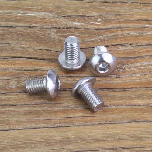 55 Pieces M5 x 6mm Button Head Socket Cap Screws, Thread Pitch 0.8mm, Sutemribor M5 Screws, 304 Stainless Steel, Fully Threaded, Silver - size: M5 x 6mm, style: Button Head