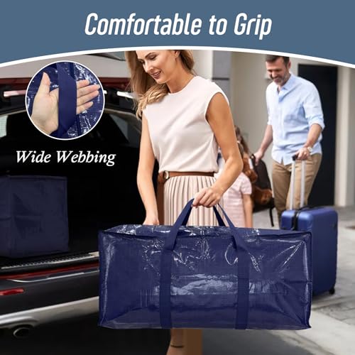12 Pack Extra Heavy Duty Large Moving Bags with Strong Zipper, Dark Blue - color: Dark Blue, size: 12 Pack