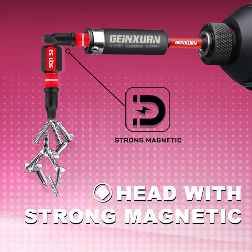 Geinxurn 48Pieces Impact Screwdriver Bits Set, Magnetic S2 Steel Phillips/Slotted/Square/Torx Insert Power Bits Tips, Impact Bit Holder with Pink Storage Box Case - style: STKB048-PK