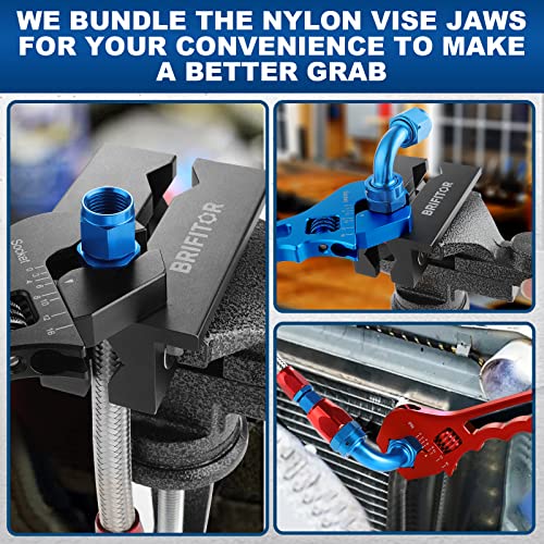 AN Fittings Wrench 3AN-16AN Adjustable AN Wrench Lightweight Aluminum,Compact Size,Blue (With Nylon 4" Vise Jaws Pads) - color: Blue, size: Small