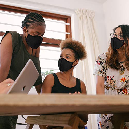 comfso Black Cloth Face Masks for Adults Washable Fabric XL Large Reusable - style: Large for Men/Women
