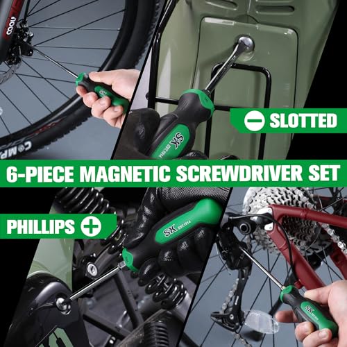SK 6-Piece Magnetic Screwdriver Set, 3 Slotted & 3 Phillips Screwdrivers - style: Slotted & Phillips