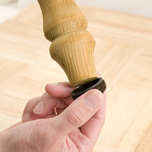 Super Sliders Secure Grip Formed Felt Movers for Furniture to Protect Hard Surfaces, 1", Walnut Brown (4 Pack)
