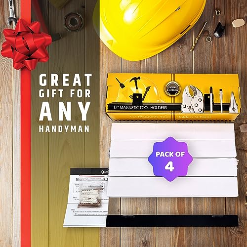 12" Heavy-Duty Magnetic Tool Holders (4 Pack - 48" Total) - Extremely Powerful Magnetic Pull Force to Hold Heavy Tools (Upgraded Version) - Professional Tool Bars/Strips Organizer - size: 12" - 4 Pack