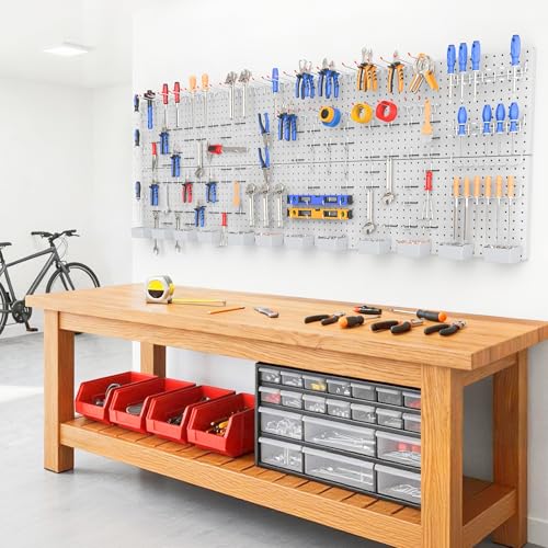 TORACK Garage Tools Organizer Boards Kit with Hooks, Gray - color: Gray
