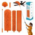 Cobweb Duster with Extension Pole,Cleaner Outdoor 110" Telescoping Extended Sspider Brush, Dusting Kit,Long Handle Reach for High Ceilings and Fans,Microfiber Webster Remover Tools Feather Dusters - color: Orange