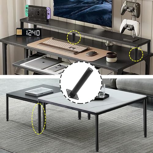 6 Inch Adjustable Steel Furniture Legs 4-Pack 1" Dia (Black) - size: 5.9 Inch