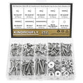 212 Pieces #8-32 x 1/4", 5/16", 3/8", 1/2", 5/8", 3/4", 1", 1-1/4", Countersunk Head Socket Cap Screws Nuts Washers Assortment Kit, 304 Stainless Steel, Fully Machine Thread - size: #8-32, style: Countersunk Head