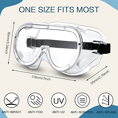Macarrie 50 Pcs Anti-Fog Protective Safety Goggles Soft Lightweight Adjustable Splash for Nurse Medical Chemistry Worker - color: Black