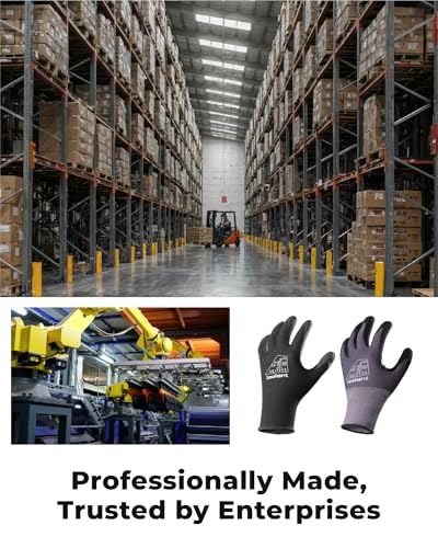 toolant Microfoam Nitrile Work Gloves with Grip, 6 Pairs, Black, X-Large - color: Black-6pairs, size: X-Large