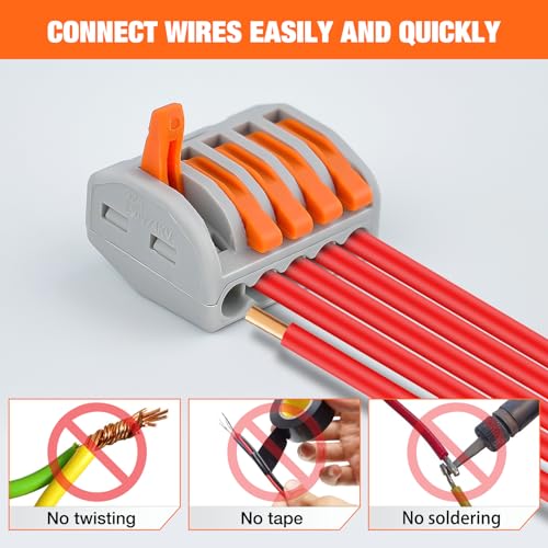 Nilight 115PCS Lever Wire Connector Nut Kits Inline Electrical Terminal - color: 115Pcs Lever Wire Connectors